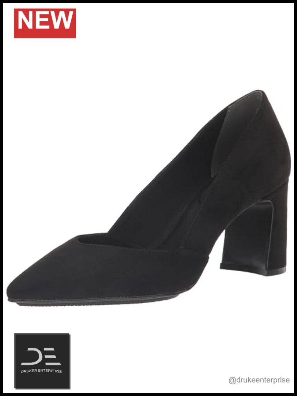 Anne Klein Women's Bice Pumps Leather Slip-On Block Heel Comfortable